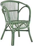 Klassischer Flecht-Sessel im skandinavischem Stil/Korb-Stuhl aus Natur-Rattan (Grün)