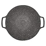 Eujgoov Koreanische Grillpfanne, Aluminiumlegierung, Antihaftbeschichtete Grillplatte für Induktionsherd, Offene Flamme, Traditionelle Runde Grillplatte für Drinnen und Draußen, Grillen, Camping,