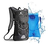 BBAIYULE Trinkrucksack mit Trinkblase 2L Trinkrucksack Fahrradrucksack zum Laufen Radfahren Radfahren Wandern Klettern Skifahren Jagdbeutel, Wasserrucksack mit Trinksystem (Schwarz(Inkl. Trinkblase))