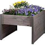 dobar® Große Mähroboter-Garage aus Holz mit Pflanzkasten inkl. Folie - Rasenmäher Garage - 79 x 73 x 56 cm - Anthrazit