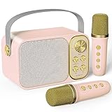 BESCOST Karaoke Maschine mit 2 Mikrofonen, Mini Karaoke Anlage mit 7 Stimmeffekten, tragbare Bluetooth Karaoke Lautsprecher für Kinder & Erwachsene, Perfekt für Partys, Geburtstage
