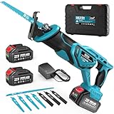 SEESII Akku Säbelsäge 21V, 3000 RPM Bürstenlosem Motor | 2x 4,0Ah Akkus & 8 Sägeblätter | Für Holz, Metall, PVC | Säbelsäge für Baustelle & Garten