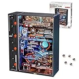 ROBOTIME 3D Puzzle Erwachsene Murmelbahn Letzte Stadt Modellbausatz Bausatz, Kugelbahn Technische LED Leuchtendes Dunkel, Gaming Schreibtisch Dekor Geschenke für Männer, MR01S