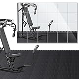 Leinuosen Puzzle-Übungsmatte mit 24 Spiegeln, EVA-Schaumstoff-Bodenfliesen, quadratisch, groß, dekorativ mit Klebstoff, für Workout, Schlafzimmer, Tür, Badezimmer, Kleiderschrank, 100 Stück