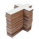 36 Stück Kreuz zum Bemalen, 11x7cm/4.3x2.7 Zoll Dünne Anhänger aus Sperrholz, Holz Ornamente Chip Handgemachte Graffiti Dekorative Malerei DIY Bastelsets für Familie