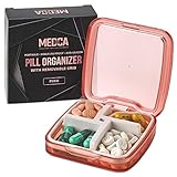 Kompakte Pillendose – tragbarer, wasserdichter Medikamenten-Organizer und tägliche Pillendose mit herausnehmbarem 4 Fächern – strapazierfähiges ABS-Silikon-Pillendose für Taschen und Geldbörse, Pink