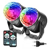 FIMEI Discokugel 2er-Pack, Partylicht, Bühnenlampe, Nachtclub-Beleuchtungsprojektor, Spot-Effekt, Bühnenfernbedienung für Party, Abend, Bar, Geburtstag, Club, DJ-Disco, Geschenk, Kinder