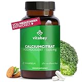 Vitabay Calcium Hochdosiert 1000mg - 90 Vegane Kapseln Calciumcitrat - Kalzium Hochdosiert 1000mg - Reine Calciumcitrat Kapseln - Calcium Tabletten für Energiestoffwechsel, Knochen und Zähne
