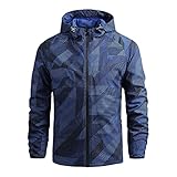 Generisch Regenjacken Herren Wasserdicht Atmungsaktiv Mit Kapuze Print Kapuzenjacke Leichte Dünne Übergangsjacke Slim Fit Outdoorjacke Windproof Waterproof Trekkingjacke