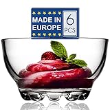 CRYSTALIA Luxury Glas Dessertschalen Set 6 Eisschale 100% BLEIFREIE Glassschalen Set 6, Dessertbecher, Dessertgläser, Puddingschalen Glas Dipschale, Stapelbare Servierschalen, Saucenschalen