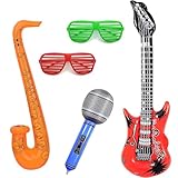 5 Stück Fotobox Accessoires, Aufblasbare Gitarre, Party Zubehör, Luftgitarren zum Aufblasen, Fotobox Accessoires Hochzeit, Luftgitarre, Gitarre Aufblasbar