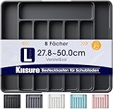 Kitsure Schubladen-Besteckkasten – verstellbarer Schubladeneinsatz aus BPA-freiem Material, Mehrzweck-Schubladen-Organizer, Küchen-Organizer, groß, schwarz, 34.90 x 28.40 x 4.00 cm