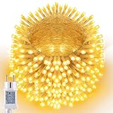 Joomer Lichterkette Außen 200 LED, 20M Weihnachtsbaum Lichterkette Strombetrieben mit Timer, 8 Modi Wasserdicht Weihnachtsbeleuchtung Innen für Outdoor Party Garten Hochzeit Deko, Warmweiß