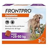 FRONTPRO Hund XL - Kautablette gegen Zecken & Flöhe (große Hunde 25 bis 50 kg) - 3X Kautabletten für 3 Monate Schutz