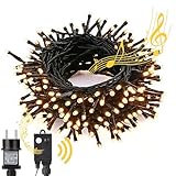 NEXIN Lichterkette Weihnachtsbaum 25M Weihnachtsbeleuchtung Warmweiß, 200LED Lichterkette Außen Strombetrieben mit Weihnachtsmusik Speicherfunktion 8 Modi, Weihnachtsdeko Wasserdicht für Party Garten