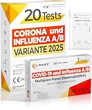 Adeste – Influenza oder Corona? 20x 2025 Corona Influenza Schnelltest Kombi. Kombitest Corona Grippe Schnelltest 2025. Unterscheidet Influenza 2025 von COVID-19. Geprüft für neue 2025-Variante
