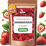 Erdbeeren gefriergetrocknet 250g Scheiben, Natürliche Getrocknete Erdbeere Ohne Zusätze 100% Pur - Gefriergetrocknete Früchte Snack - Gefriergetrocknete Trockenfrüchte von Foozia