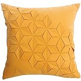 NUMBER Cilected 45X45Cm Kreative Gelbe Blumen Taille Kissen Bezug Stereo Falten Dekorative RüSchen Kissen Kissen Bezug Sofa-C