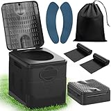SaiXuan Campingtoilette Faltbar – 25L Groß, Maximale Tragung 150KG, 24 Beutel Müllbeutel,Transporttasche, Toilettensitzpolster, Mobile Toilette für Camping, Wohnmobil, Wandern & Notfälle