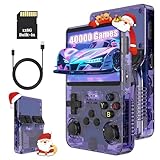 R36S Retro Handheld Spielkonsole, Retro Konsole 3,5-Zoll-IPS-Bildschirm, 128 G über 40.000 Spiele, tragbare Spielkonsole für Kinder und Erwachsene, unterstützt mehrere Emulatoren (Lila)