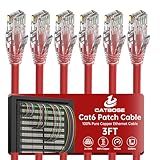 Cat6-Kabel, 91 cm, Rot, 6 Stück