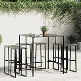 AJJHUUKI Home-Outdoor Gartenmöbel-Set, 7-teilig, pulverbeschichteter Stahl, Schwarz