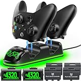 OIVO Xbox Controller Ladestation mit 2X 4320mWh Wiederaufladbaren Akku für Xbox One/Xbox Series X/S, Xbox One Controller Ladestation mit 2 Wiederaufladbaren Akku, Xbox Ladestation Akku Zubehörsets