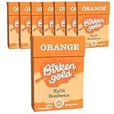 Birkengold Xylit Bonbons Orange zuckerfrei | 8x30 g | zahnpflegend | zuckerfrei | vegan | mit 100% europäischem Xylit | natürliche Zutaten