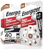 40 Batterien Energizer für Hörgeräte Kopfhörer Größe 312 braun mit PowerSeal Technologie – 5 Blister mit 8 Batterien