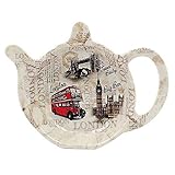 The Leonardo Collection Vintage London Teebeutelablage für Zuhause und Küche, Keramik-Teebeutelhalter für den täglichen Gebrauch, dekorative Teebeutelschale für Esstisch, Elegantes Teebeutelgeschenk