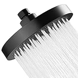 JINYOMFLY Kopfbrause Regendusche Schwarz, 6 Zoll Duschkopf Regendusche mit Anti-Kalk-Düsen, Hochdruck Kopfbrause Wassersparend, Runder 360° Verstellbarer Sparduschkopf