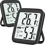 Antonki 2 Stück Innen Raumthermometer,Digital Thermometer Hygrometer Temperaturmonitor, innen Temperatur und Luftfeuchtigkeitmessgerät für Gewächshaus, Wohnzimmer - Inklusive Batterie