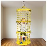YMXBHN Robustes Kletternetz Für Kinder,Spielplatznetz Mit Strickleiter Und Runder Tellerschaukel – Polyester-Kletternetz Für Baumhaus-Klettergerüste,Gelb