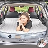 KMZ SUV Luftmatratze mit eingebauter elektrischer Pumpe - Verdickte und geflockte Auto-Bettmatratze für Reisen und Camping - 300 kg Tragfähigkeit - Grau