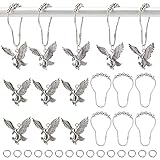 AHANDMAKER 12 Sets Adler-Duschvorhanghaken, Badezimmerhaken Aus Antiker Silberlegierung, Dekorative Gardinenbügel Für Das Badezimmer, Schlafzimmer Und Fenster