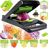 16 In 1 Gemüseschneider, Gemüse Schneider, Mandoline Gemüsehobel, Vegetable Chopper, Würfelschneider mit 7 Austauschbare Klingen, Gemüsehobel Dicer für Hobeln Von Obst Gemüse, Karotte, Kartoffel