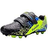 Saekeke Fussballschuhe Kinder Fußballschuhe Jungen Mädchen rutschfest Low Top Outdoor Trainingsschuhe Für Unisex Schwarz Grün 35EU