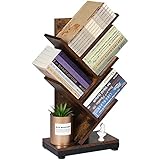 ruboka Bücherregal 4 Ebenen Baumform raumteiler Regal, bücherregal Holz für Café Home Wohnzimmer Büro, Regal Bücher dient zur Auslage von CD/Magazinen/Büchern, Braun Standregal, 30 * 19 * 61cm
