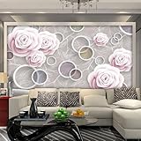 Wandbild 3D-Effekt Rosenblüte 500(W) X350(H) Cm Abziehen Und Aufkleben, Selbstklebende Tapete, Abnehmbare Große Aufkleberfolie, Wand, Druckbild, Bildgestaltung –, Kinderzimmer-9615726