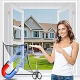 agctrler Fliegengitter Fenster Magnet, DIY Insektenschutz Magnetfenster, Zuschneidbar bis 120 x 130 cm, Einfache Montage ohne Bohren, Magnet Rahmen für Fliegengitter Fenster, Glasfaser-Mesh