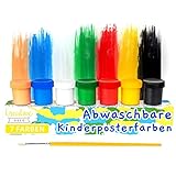 Creative Deco Fingerfarben Kinder Ungiftig Bastelfarbe Plakatfarbe Set | 20 ml x 6 Mehrfarbige Becher + 1 Gratis | 7 Grundfarben | Finger Malfarben Perfekt für Anfänger Studenten Künstler