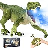 Ulikey Ferngesteuertes Dinosaurier Spielzeug für Kinder, 2.4 GHz Realistische T-Rex mit Spray, Licht, Gehen, Brüllen und Berührungsempfindlich, Elektronik Rc Robot Dino Geschenk für Jungen und Mädchen
