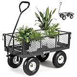 Sekey Bollerwagen Gartenwagen Titan 001 – ECHT 300 KG Tragkraft, 3-in-1 Bollerwagen Plattformwagen mit Gummi Luftreifen, Einfache Montage, Stabil und Rostfrei, 100L