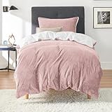 BEDSURE Flauschige Bettwäsche 135x200 Rosa - Winter Bettbezug Fleece mit 80x80 cm Kissenbezug, Warme Bettwäsche-Sets mit Reißverschluss, Kuschel Waffelpique Winterbettwäsche für Einzelbett