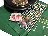 BOXED ROULETTE SET - LARGE WHEEL, FELT, RAKE,BALLS, MARKER + 50 FULL WIDTH STARTER CHIPS
