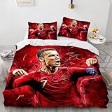 Generisch Fußballstar Bettwäsche-Set, Rot, 135x200 cm, 80x80 cm