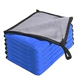 Flaconi 6PCS Mikrofasertücher Auto,Autopflege,Microfasertuch Autopflege,Mikrofasertuch Auto,Poliertuch Auto,Auto Reinigungstücher,12”x16” Auto Putztücher,für Auto,Motorrad,Glas und Fenster (Blau)