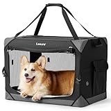Lesure Hundebox Auto Transportbox Hund Hundebox Faltbar, Transportbox mit Tragegriffen 61 x 40 x 40 cm, Hundetransportbox Auto Klein & Groß Hundebox Faltbar, Transportbox Katze, Oxford-Gewebe, Schwarz