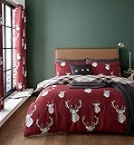 Catherine Lansfield Munro Hirsch, Bettwäsche-Set für Einzelbetten, rot