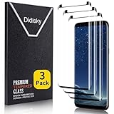 Didisky 3 Stück Displayschutzfolie für Samsung Galaxy S8, 3D Curved Full Coverage, HD gehärtetes Glas Displayschutzfolie, 9H, Anti-Kratzer, einfach zu bedienen